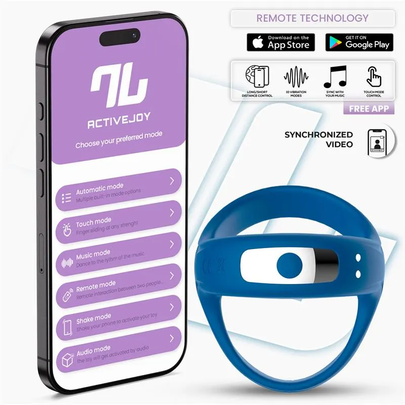 Rank Anillo Vibrador con App Azul · INTOYOU APP SERIES · Anillos para el Pene