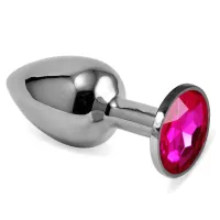 Plug Anal Plateado Rosebud Classic con Joya Fuchsia Talla S · LOVETOY · Anal