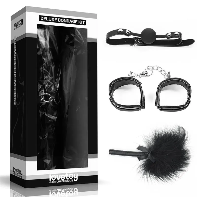 Kit Bondage Deluxe: Mordaza, Esposas y Plumero · LOVETOY · LOVETOY · Accesorios BDSM y Fetish