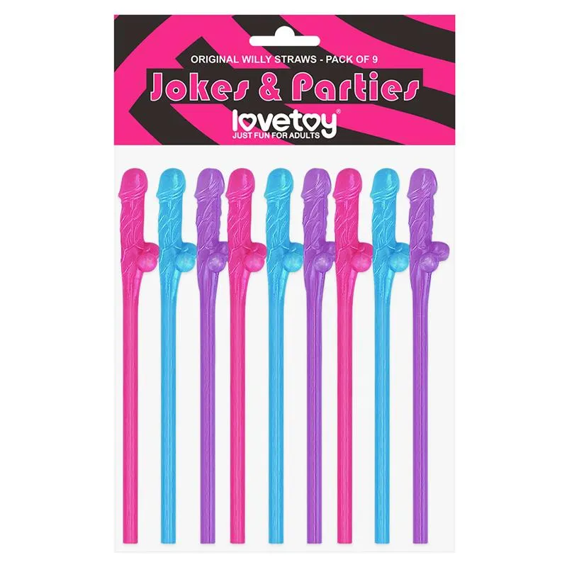 Pajitas Pene Vario Color Pack de 9 · LOVETOY · Juegos y Complementos Divertidos