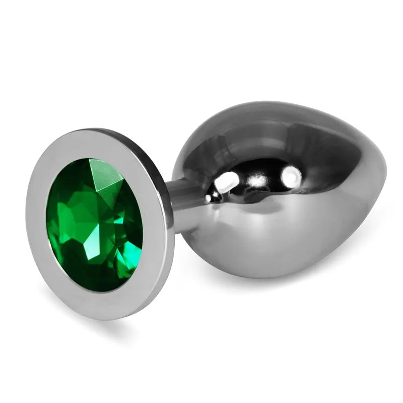 Plug Anal Metal RoseBud Classic con Joya Verde Talla L · LOVETOY · Anal