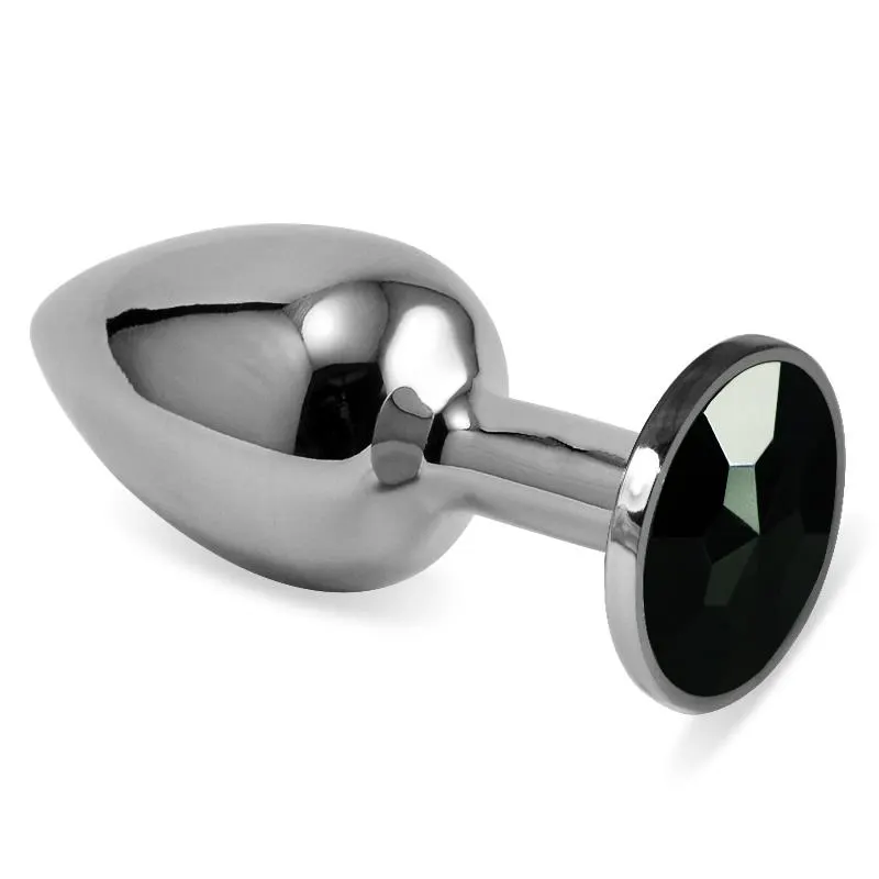 Plug Anal Plateado Rosebud Classic con Joya Negro Talla S · LOVETOY · Anal