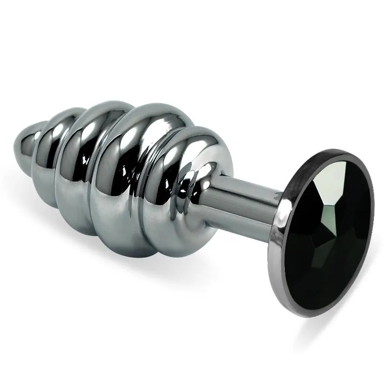 Plug Anal en Espiral Rosebud con Joya Negro · LOVETOY · Anal