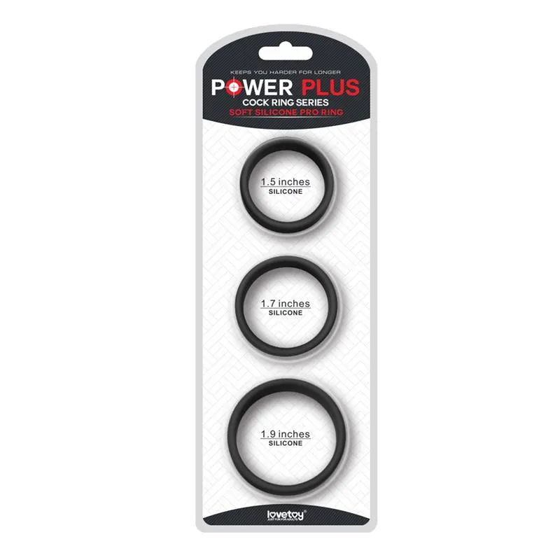 Pack de 3 Anillos para el Pene Power Ring Negro · LOVETOY · Anillos para el Pene — foto 2