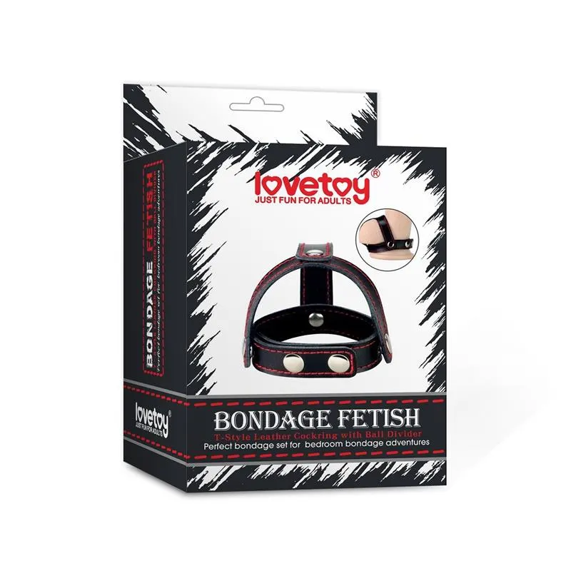 Anillo de Pene y Testículos Cuero Negro · LOVETOY · Anillos para el Pene — photo 3