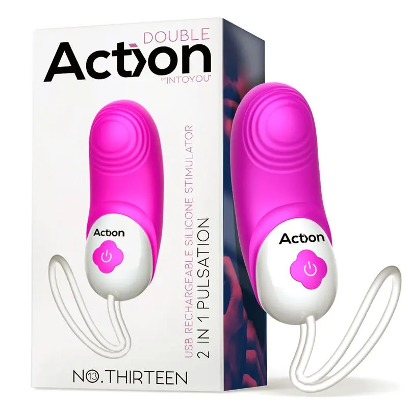 No. Thirteen Estimulador 2 in 1 con Vibración y Pulsación · ACTION · Estimuladores de Clítoris