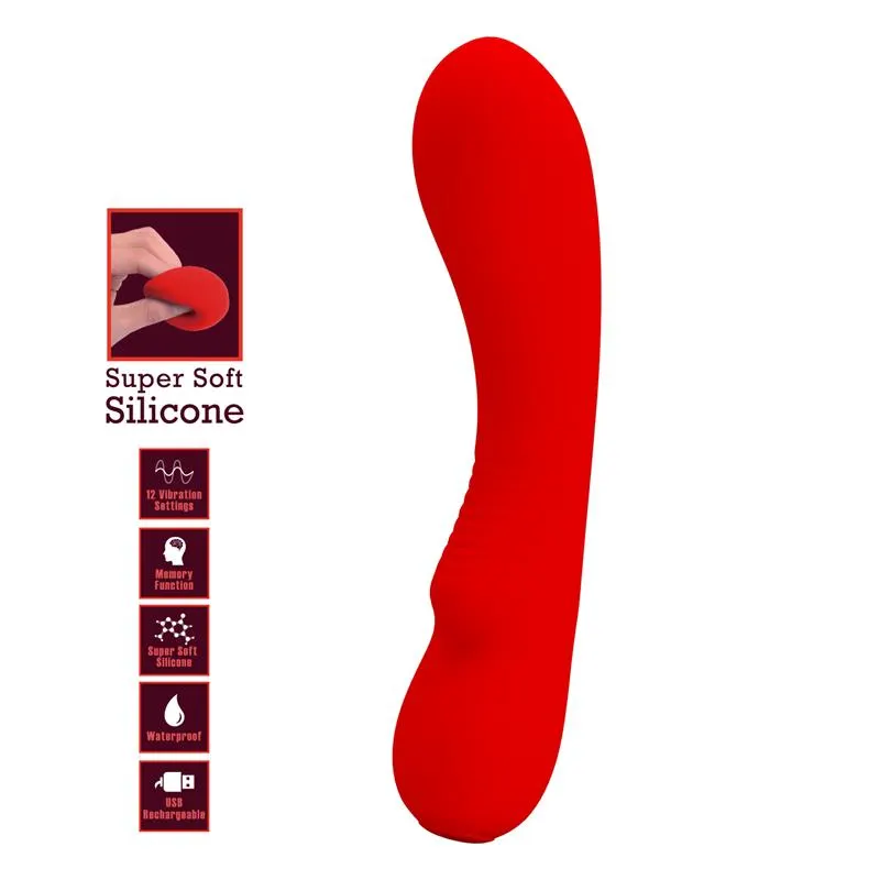 Prescott Vibrasor USB Silicona Rojo · PRETTYLOVE · Estimuladores de Clítoris