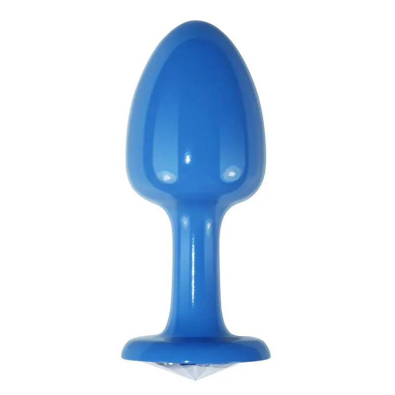 Plug Anal de Metal Azul Rosebud con Joya Transparente · LOVETOY · Anal — Foto 2