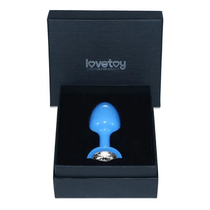 Plug Anal de Metal Azul Rosebud con Joya Transparente · LOVETOY · Anal — Foto 3