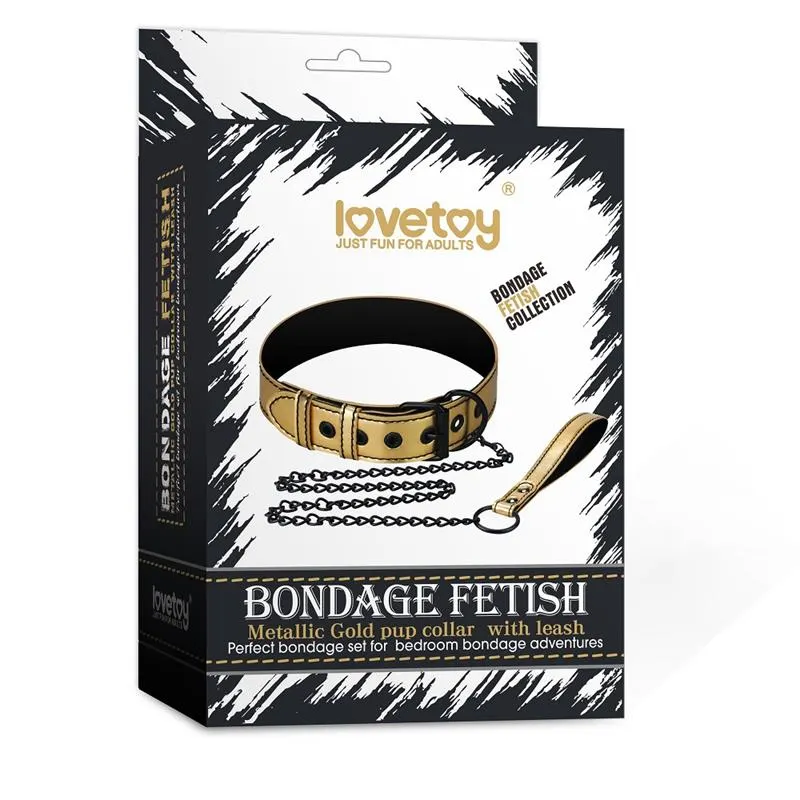 Collar con Correa Bondage Dorado · LOVETOY · Accesorios BDSM y Fetish — Foto 5