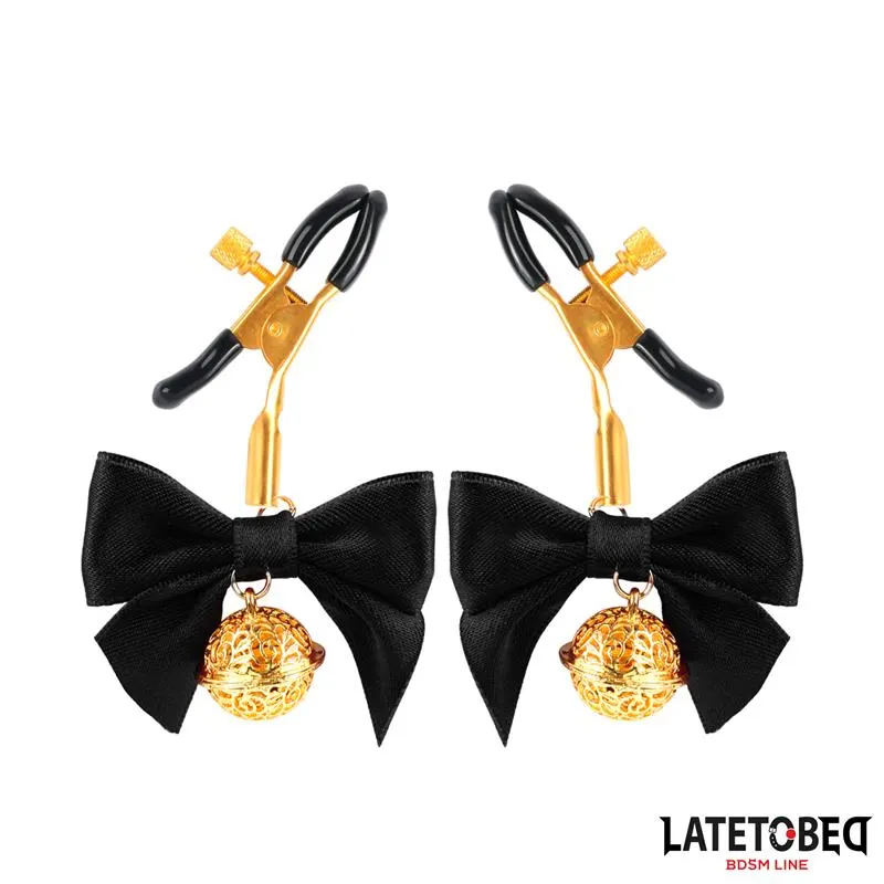 Pinzas para Pezones con Lazo Negro · LATETOBED BDSM LINE · Pinzas y Pezoneras