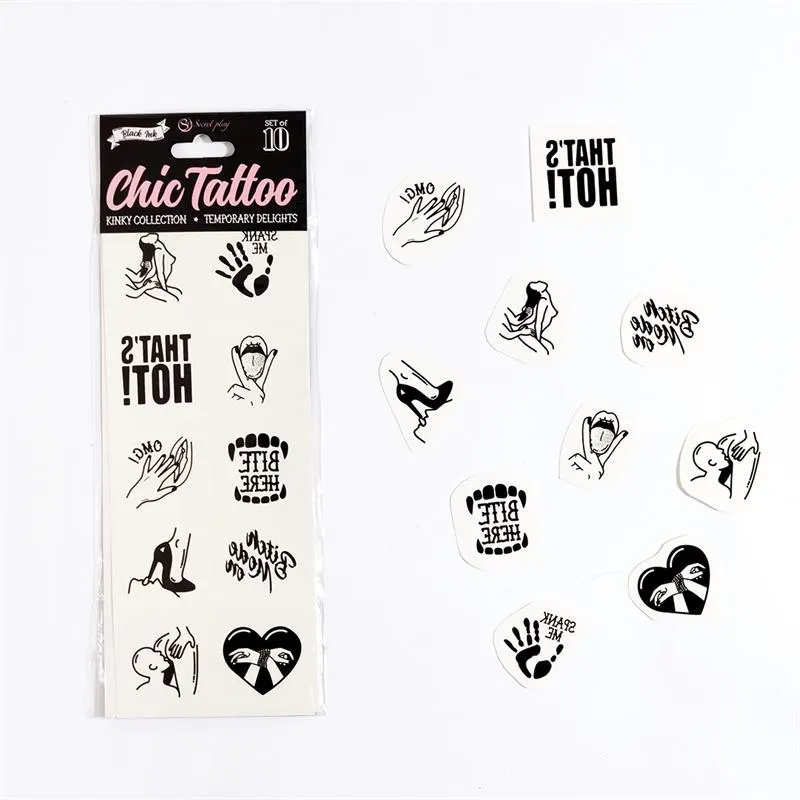Set de 10 Tattoos Temporales Kinky Collection · SECRET PLAY · Juegos y Complementos Divertidos