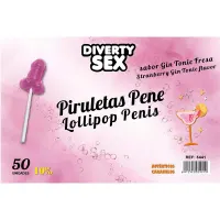 50 Piruletas Forma de Pene Gin Tonic 10% Alcohol · DIVERTY SEX · Lubricantes
