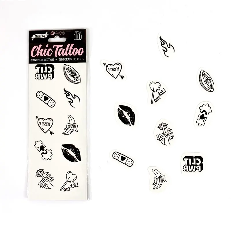 Set de 10 Tattoos Temporales Candy Collection · SECRET PLAY · Juegos y Complementos Divertidos