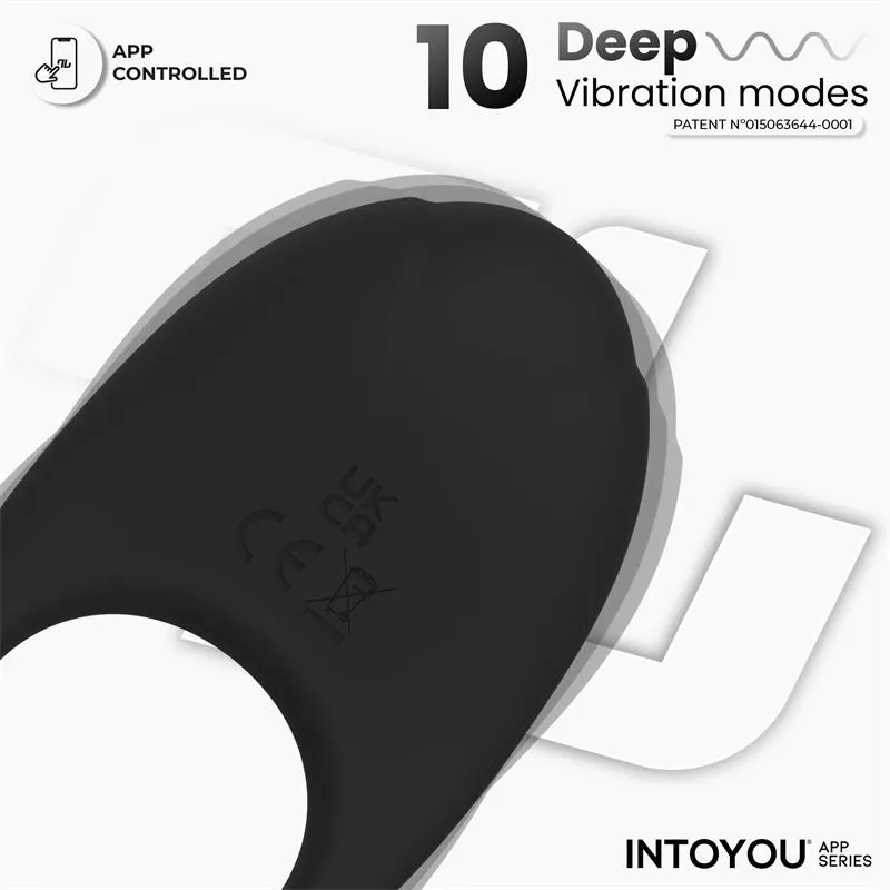 Ringo Anillo Vibrador con APP Unibody Negro · INTOYOU APP SERIES · Anillos para el Pene — Foto 5