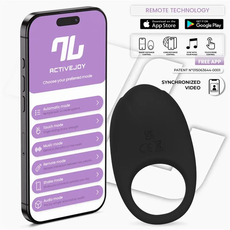 Ringo Anillo Vibrador con APP Unibody Negro · INTOYOU APP SERIES · Anillos para el Pene
