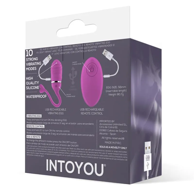 Huevo Vibrador Control Remoto Odise USB Silicona Rosa · INTOYOU · Huevos y Balas Vibradoras — Foto 3