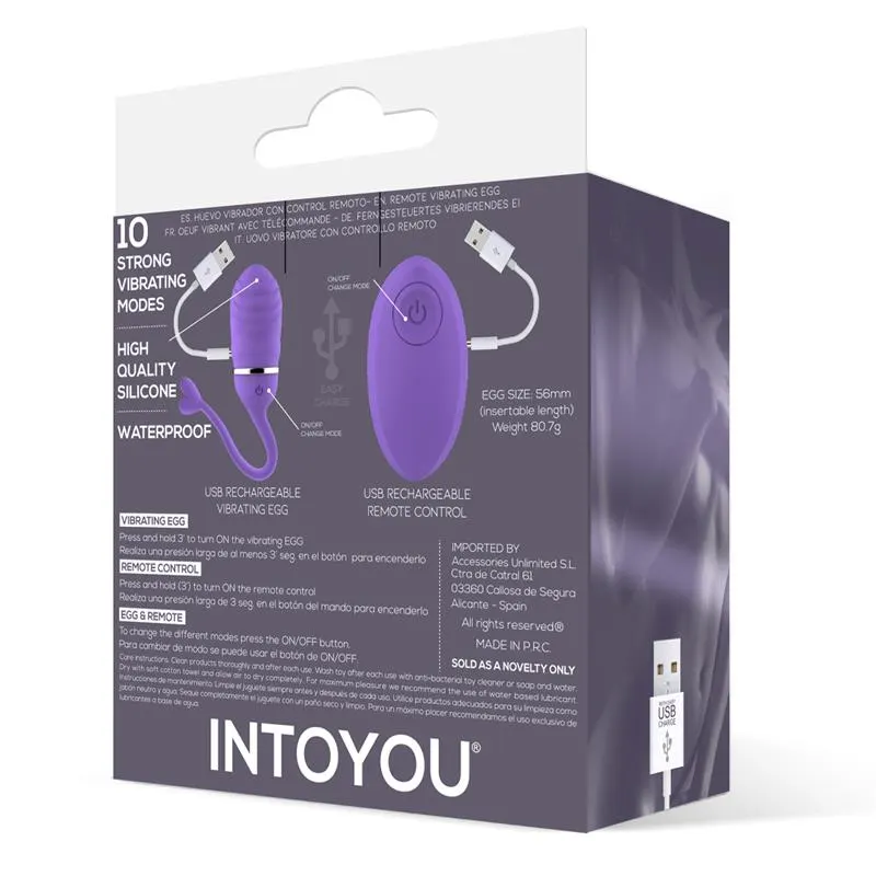 Huevo Vibrador Control Remoto Odise USB Silicona Púrpura · INTOYOU · Huevos y Balas Vibradoras — Foto 3