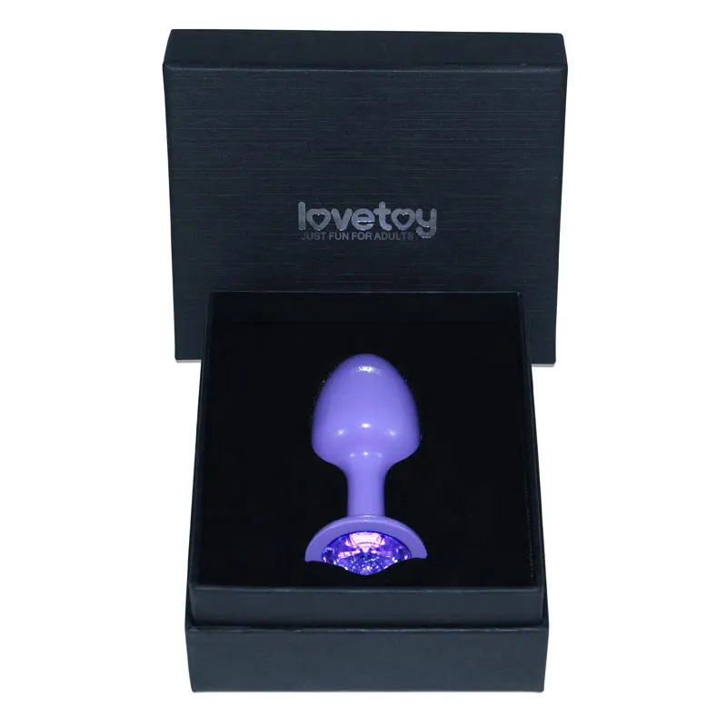 Plug Anal de Metal Púrpura Rosebud con Joya Azul · LOVETOY · Anal — Foto 3