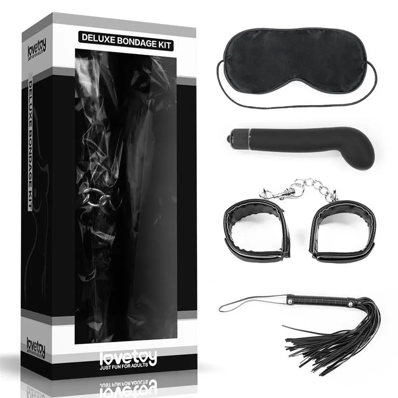 Kit Bondage con Vibrador: Esposas, Flogger y Antifaz · LOVETOY · LOVETOY · Accesorios BDSM y Fetish