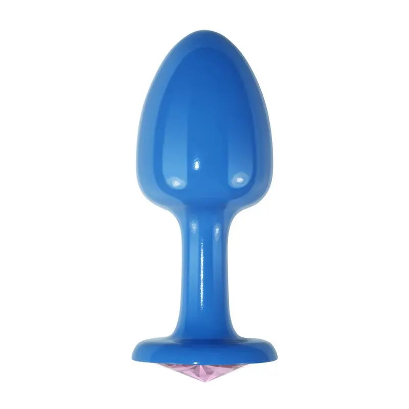Plug Anal de Metal Azul Rosebud con Joya Rosa · LOVETOY · Anal — Foto 2
