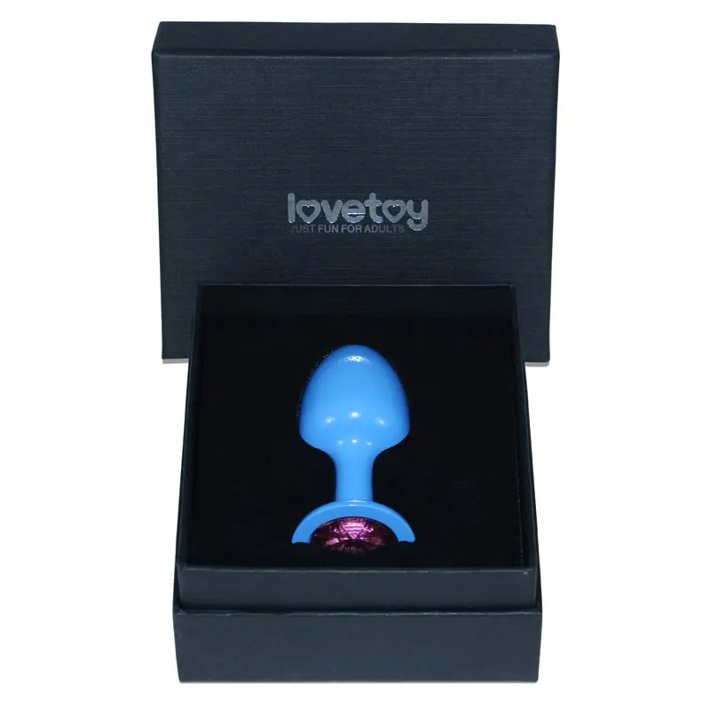 Plug Anal de Metal Azul Rosebud con Joya Rosa · LOVETOY · Anal — Foto 3