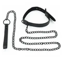 Collar con Correa Negro Mate · LOVETOY · Accesorios BDSM y Fetish