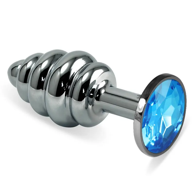 Plug Anal en Espiral Rosebud con Joya Azul · LOVETOY · Anal