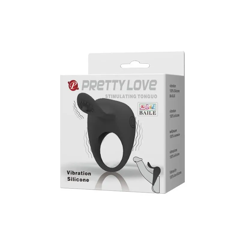 Pretty Love Anillo Vibrador Tonguo Negro · PRETTYLOVE · Anillos para el Pene — photo 8