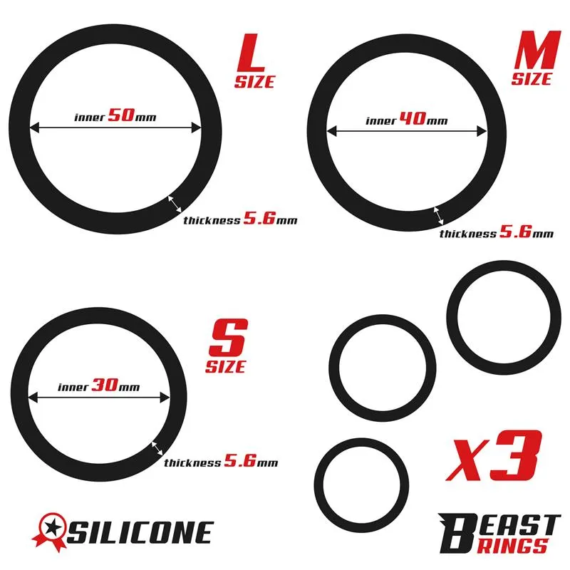 Set de 3 Anillos para el Pene S, M y L · BEAST RINGS · BEAST RINGS · Anillos para el Pene — Foto 3
