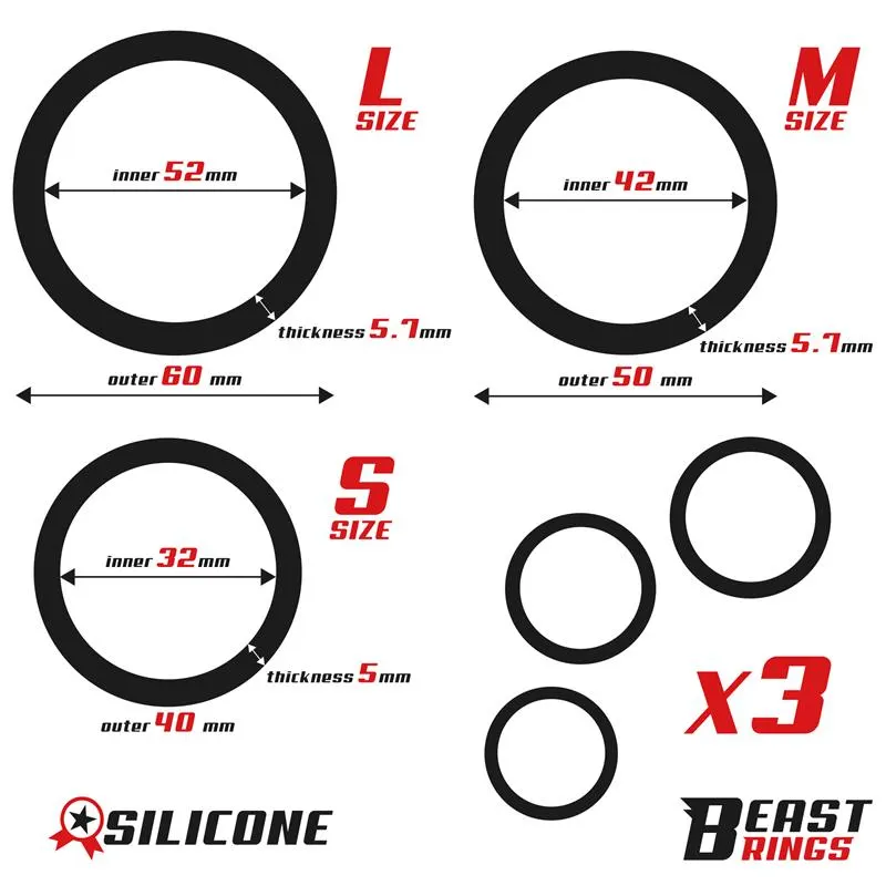 Set de 3 Anillos para el Pene S, M y L · BEAST RINGS · BEAST RINGS · Anillos para el Pene — Foto 4