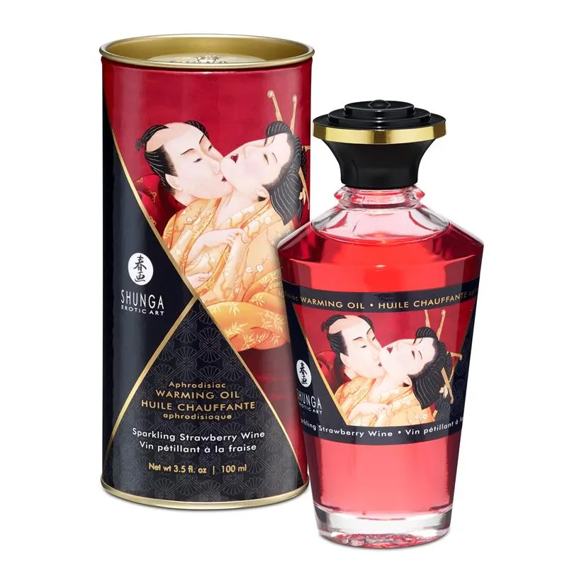 Shunga Aceite de Masaje Efecto Calor Aroma Vino Espumoso de Fresa · SHUNGA · Cuidado Íntimo y Masaje