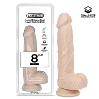 Dildo Realista Silicona Líquida Dual Layer 8.25 Blanco · LIKETRUE · Dildos