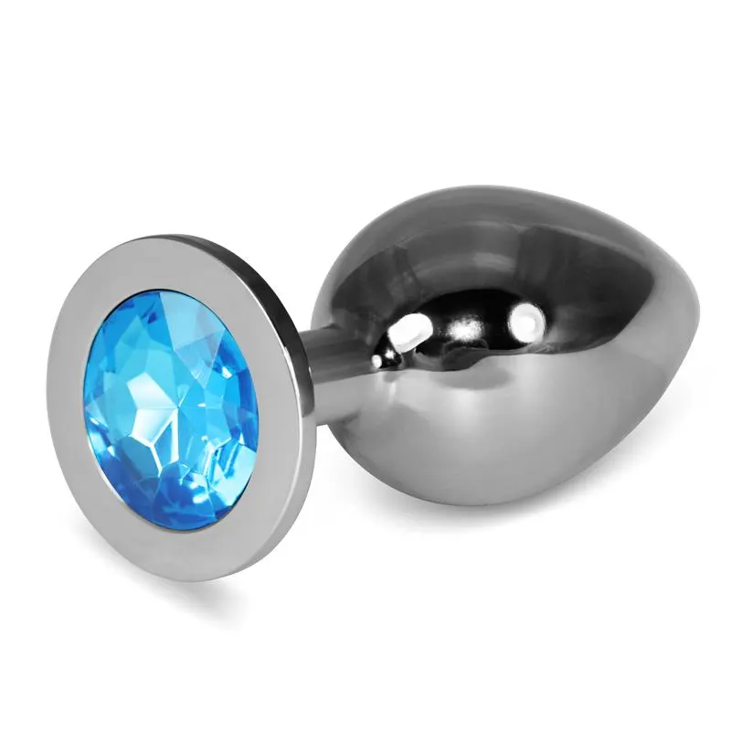 Plug Anal Metal RoseBud Classic con Joya Azul Talla L · LOVETOY · Anal