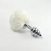 Plug Anal de Metal en Espiral con Pompon Blanco · LOVETOY · Anal