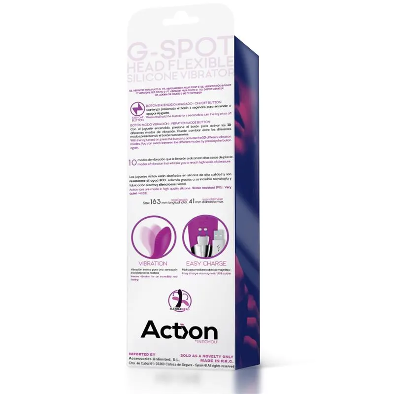 No. Ten Vibrador Hiper-Flexible Punto-G USB Magnético Silicona · ACTION · Vibradores — photo 6