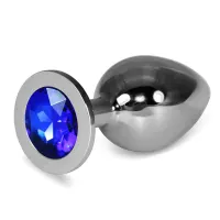 Plug Anal de Metal Rosebud Classic con Joya Azul Oscuro Talla L · LOVETOY · Anal