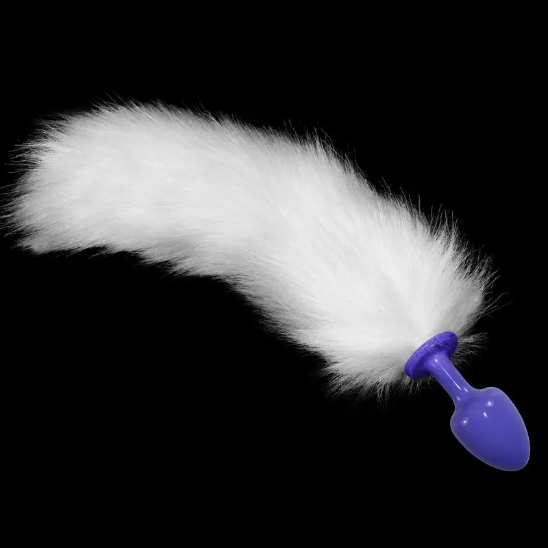 Plug Anal de Metal Púrpura con Cola Blanco · LOVETOY · Anal