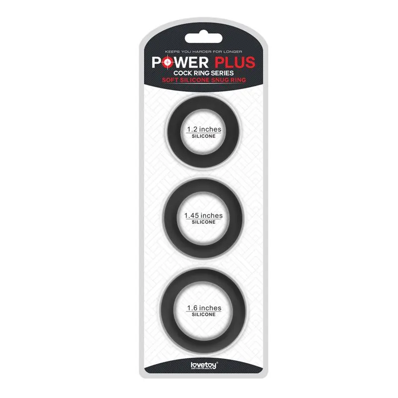 Pack de 3 Anillos para el Pene Power Plus Negro · LOVETOY · Anillos para el Pene — photo 2