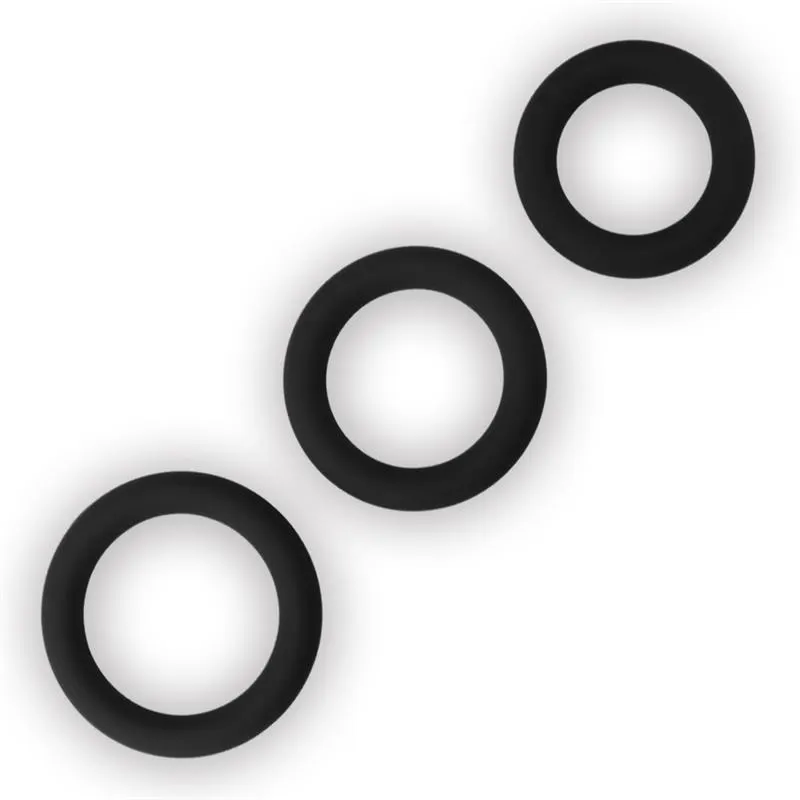 Pack de 3 Anillos para el Pene Power Plus Negro · LOVETOY · Anillos para el Pene