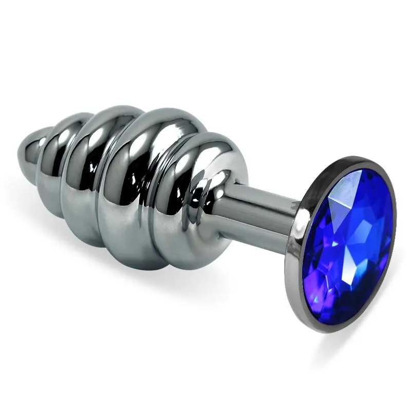 Plug Anal en Espiral Rosebud con Joya Azul Oscuro · LOVETOY · Anal
