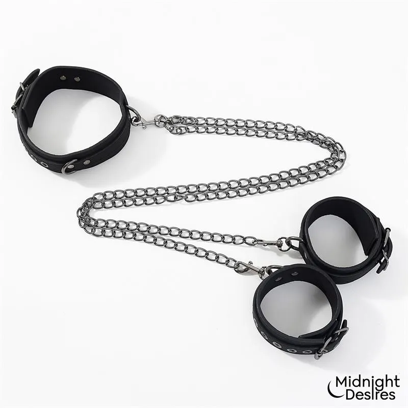 Collar con Esposas para Tobillos con Cadena · MIDNIGHT DESIRES · Accesorios BDSM y Fetish — Foto 2