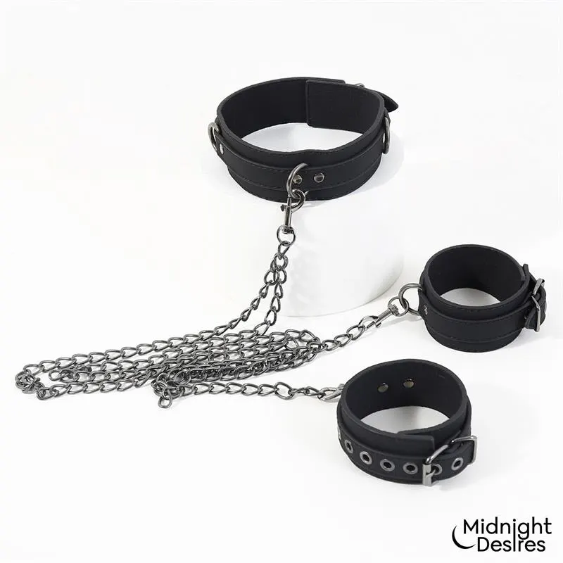Collar con Esposas para Tobillos con Cadena · MIDNIGHT DESIRES · Accesorios BDSM y Fetish — Foto 7