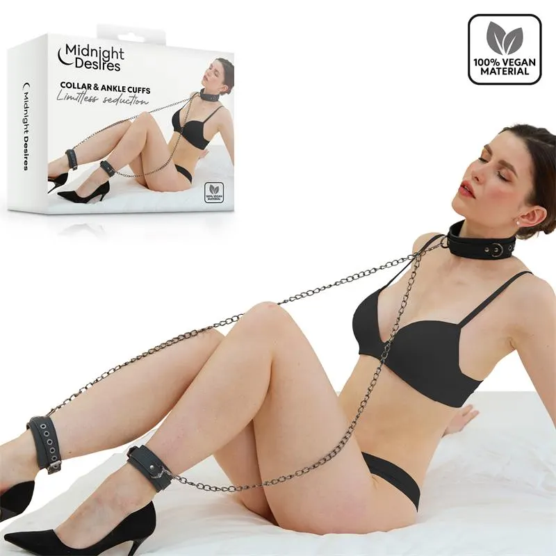 Collar con Esposas para Tobillos con Cadena · MIDNIGHT DESIRES · Accesorios BDSM y Fetish
