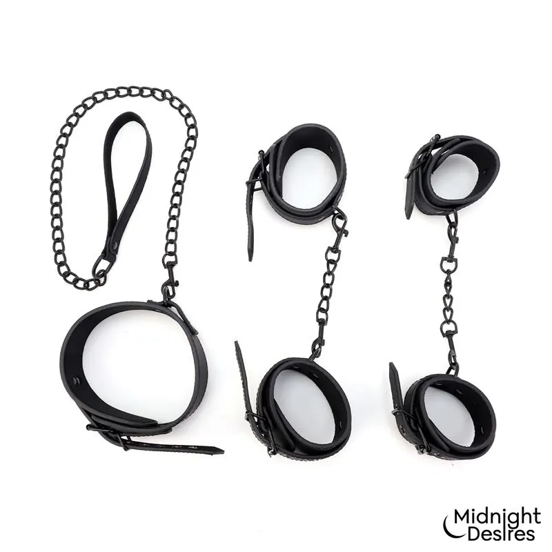 Set de Restricciones con Esposas y Collar con Correa · MIDNIGHT DESIRES · Esposas y Ataduras — photo 2