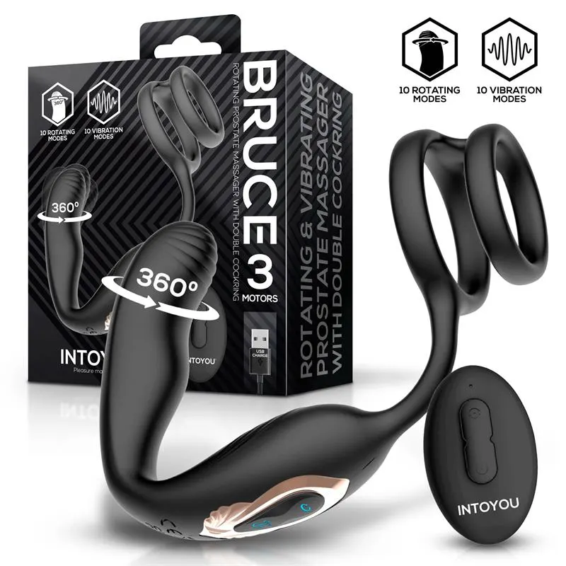 Bruce Masajeador Prostático 360º y Doble Anillo con Vibración · INTOYOU · Anal
