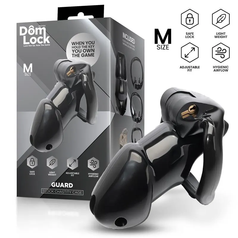 Guard Jaula para el Pene con Candado Interno Talla M · DOMLOCK · Castidad