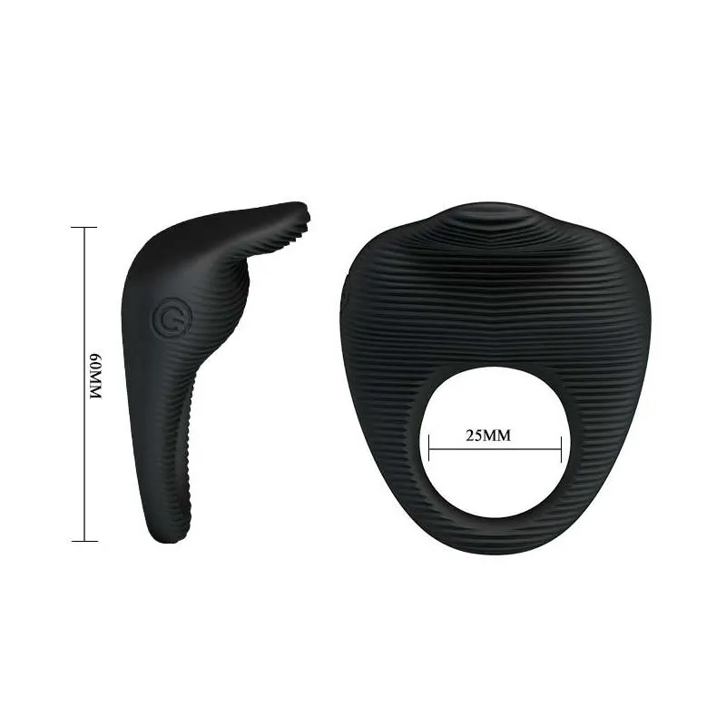 Anillo Vibrador Thimble Negro · PRETTYLOVE · Anillos para el Pene — photo 5