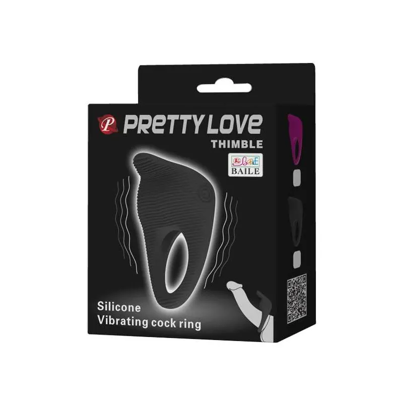 Anillo Vibrador Thimble Negro · PRETTYLOVE · Anillos para el Pene — photo 8