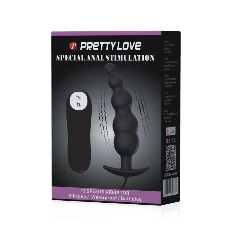 Vibrador Anal Burbujas Negro con Control Remo cl70 · PRETTYLOVE · Anal — Foto 8